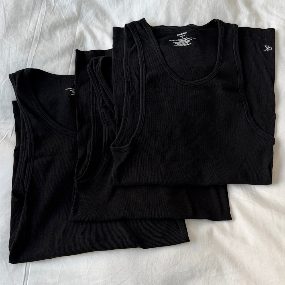 Black Sleeveless Tank Tops Calvin Klein